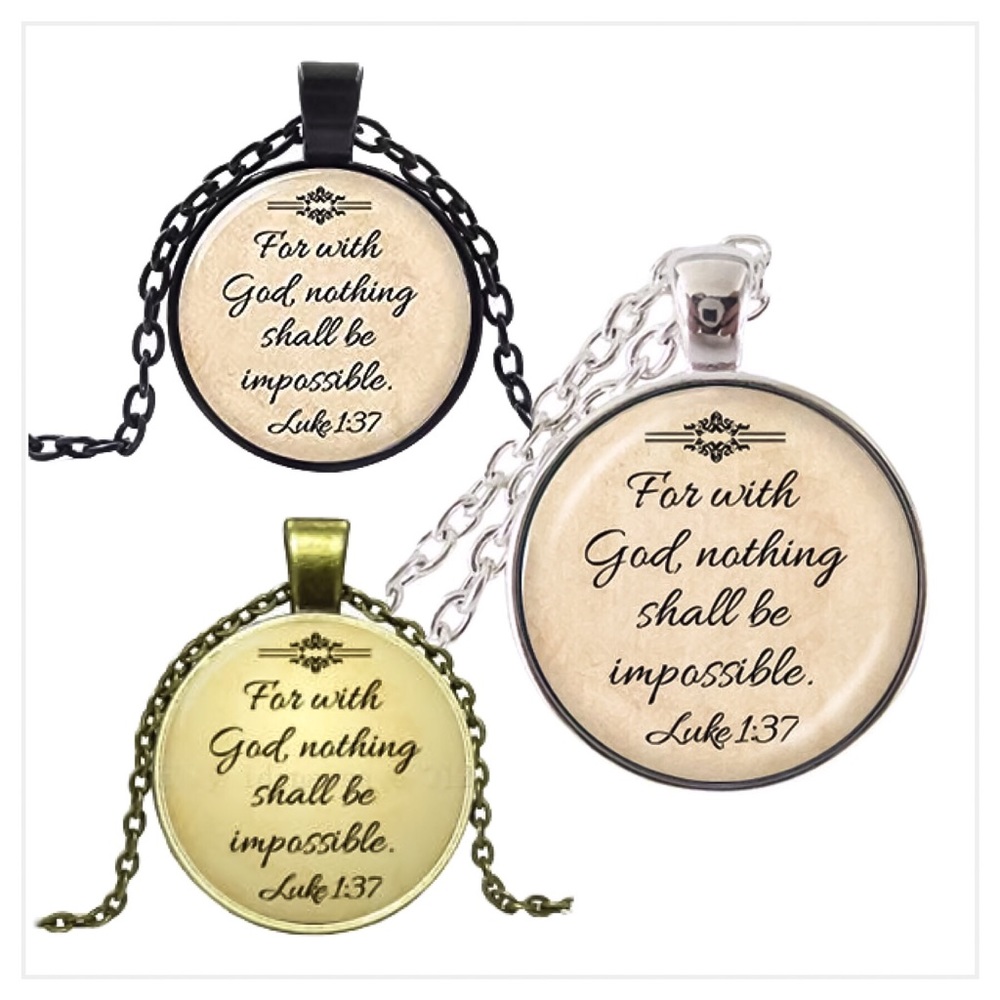 LUKE 1:37 MEDALLION NECKLACE 🙏🏼 - Picture 1 of 8
